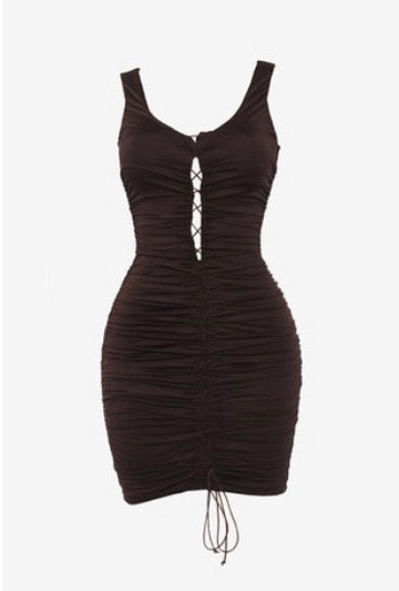 NOIR MINI RUCHED DRESS