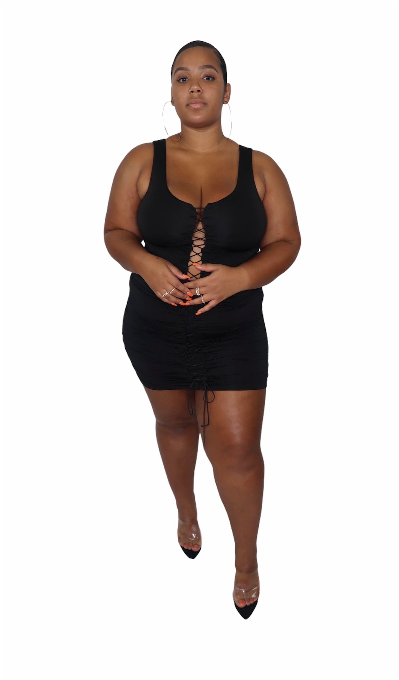 NOIR MINI RUCHED DRESS